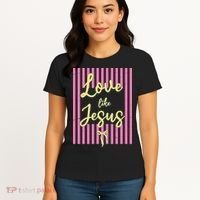 Retro Love Like Jesus Striped  Women's T-Shirt thumb 4