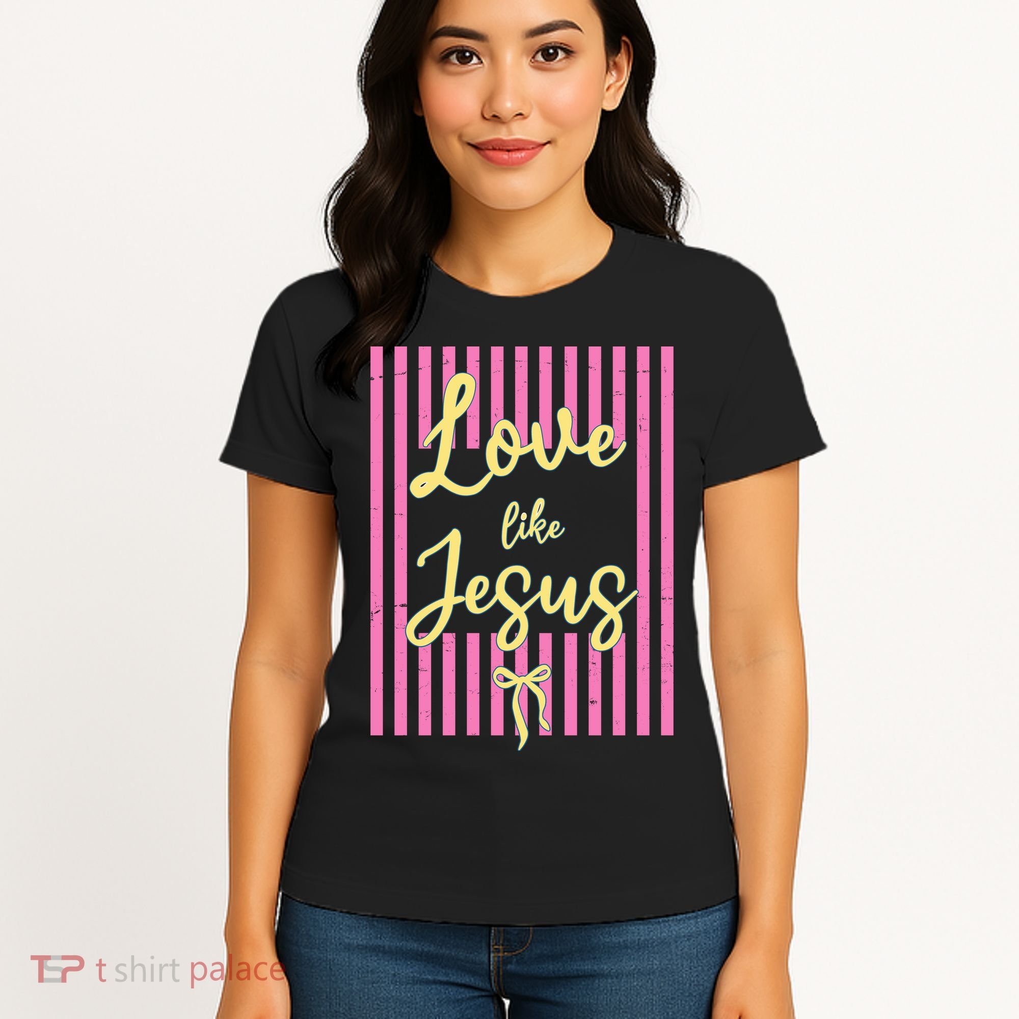 Retro Love Like Jesus Striped  Women's T-Shirt