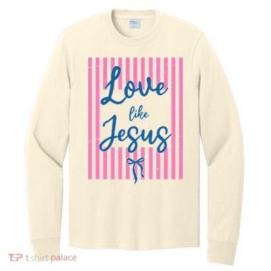 Retro Love Like Jesus Striped  Long Sleeve Shirt