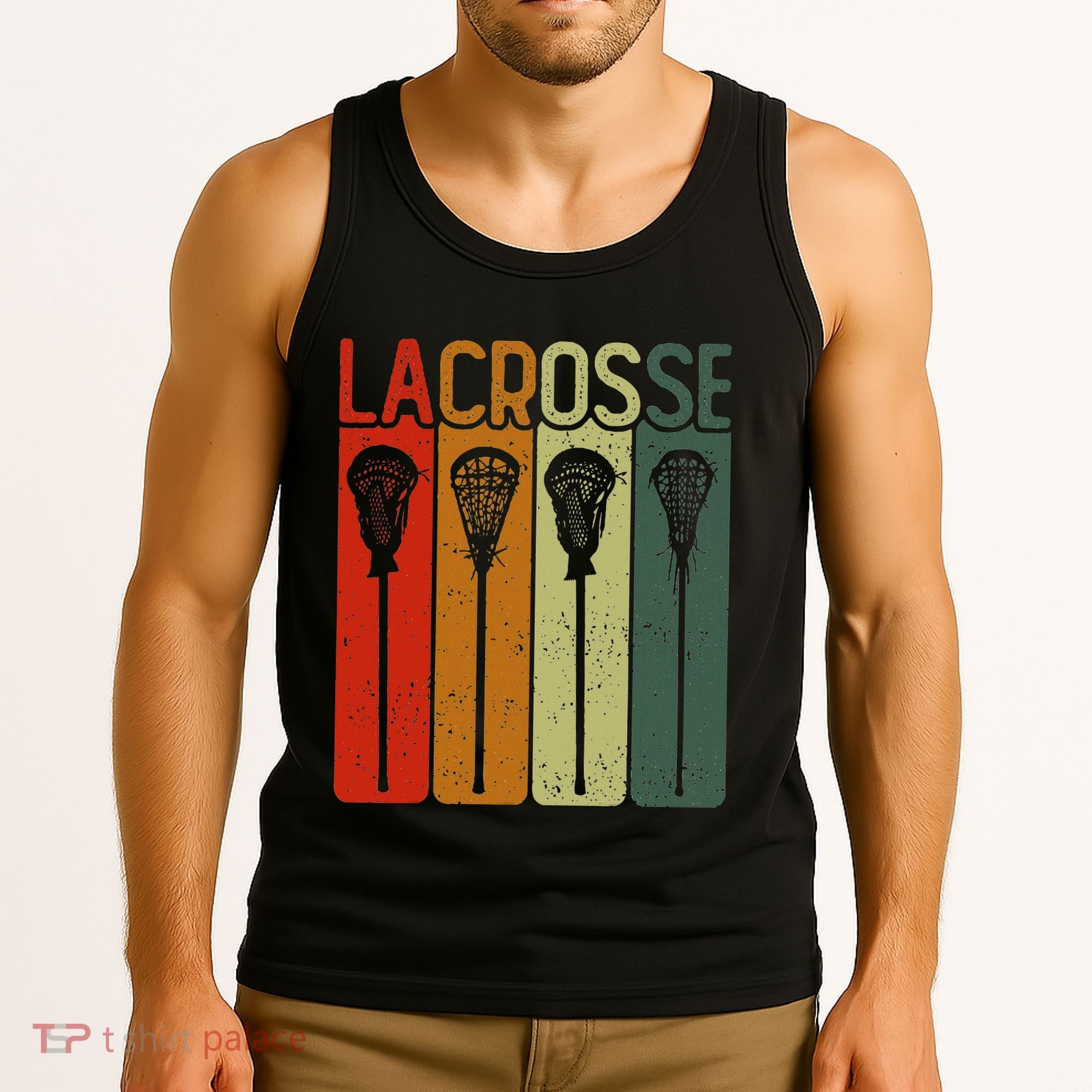 Retro Lax Lacross Stick Women Lacrosse Player Tank Top