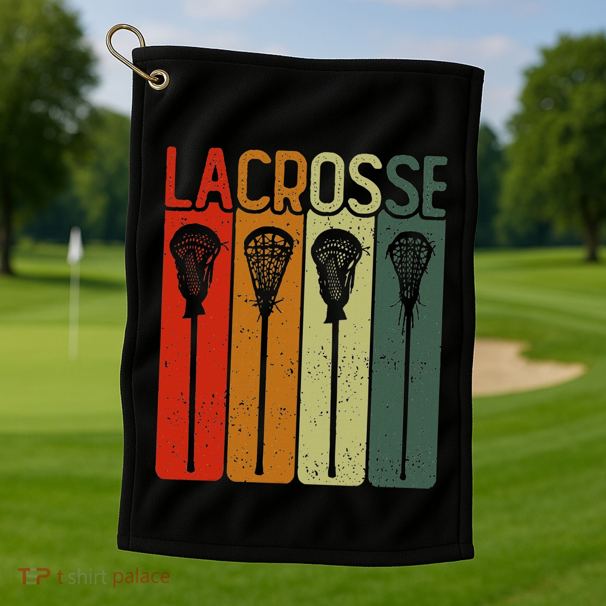 Retro Lax Lacross Stick Women Lacrosse Player Golf Towel