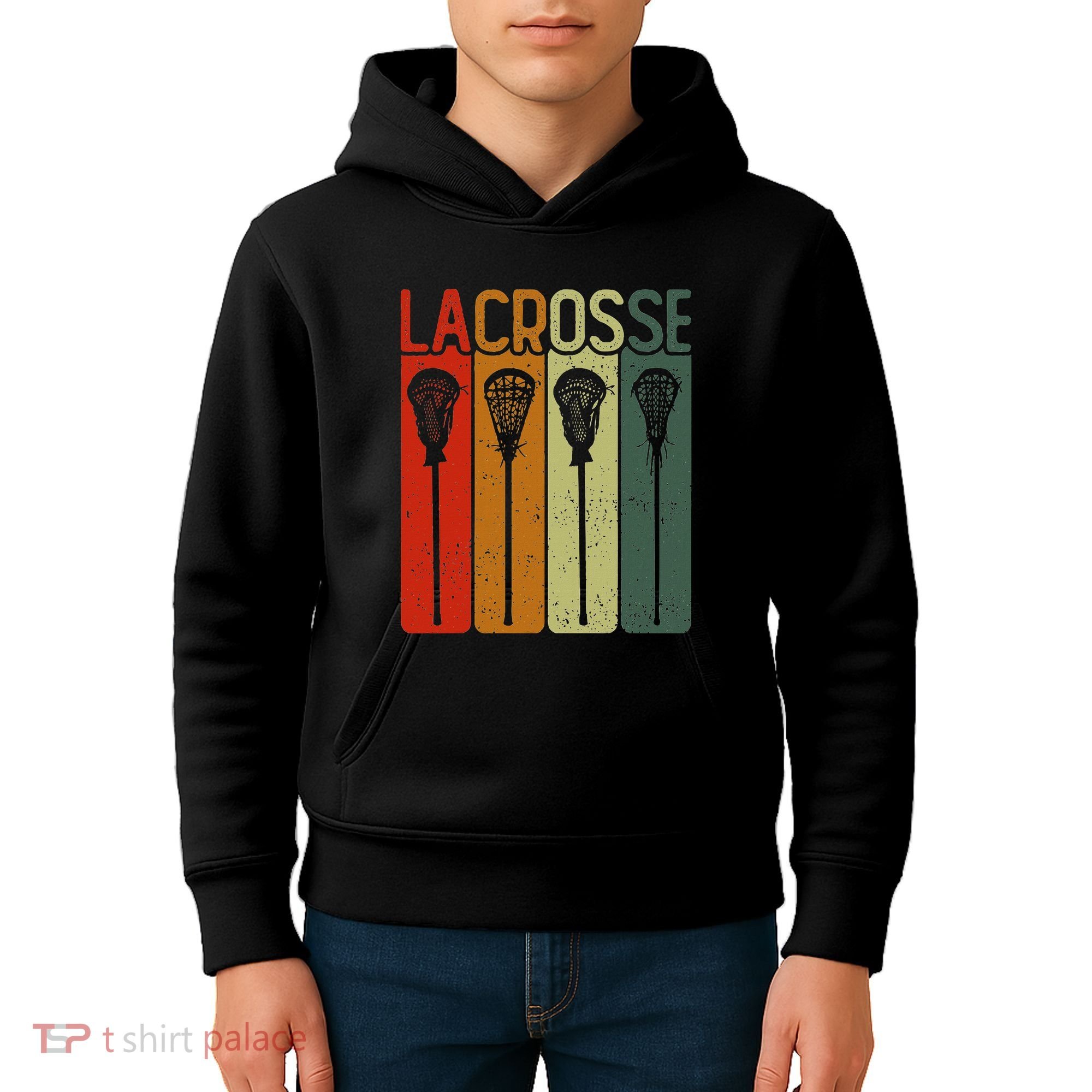 Retro Lax Lacross Stick Women Lacrosse Player Kids Hoodie