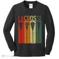 Retro Lax Lacross Stick Women Lacrosse Player Kids Long Sleeve Shirt thumb 0