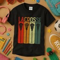 Retro Lax Lacross Stick Women Lacrosse Player Kids T-Shirt thumb 3