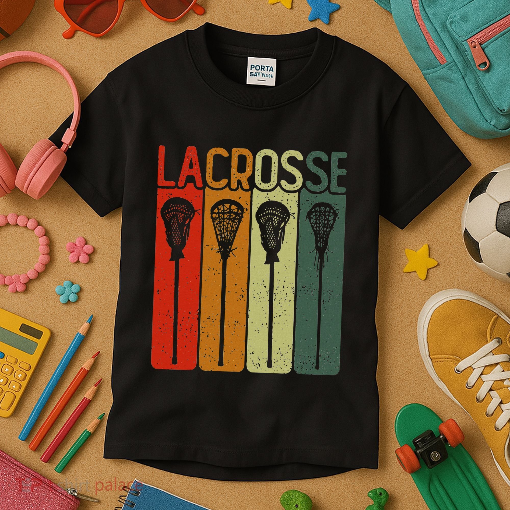 Retro Lax Lacross Stick Women Lacrosse Player Kids T-Shirt