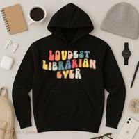 Retro Loudest Librarian Ever Funny School Librarian Gifts Hoodie thumb 3