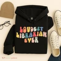 Retro Loudest Librarian Ever Funny School Librarian Gifts Hoodie thumb 4