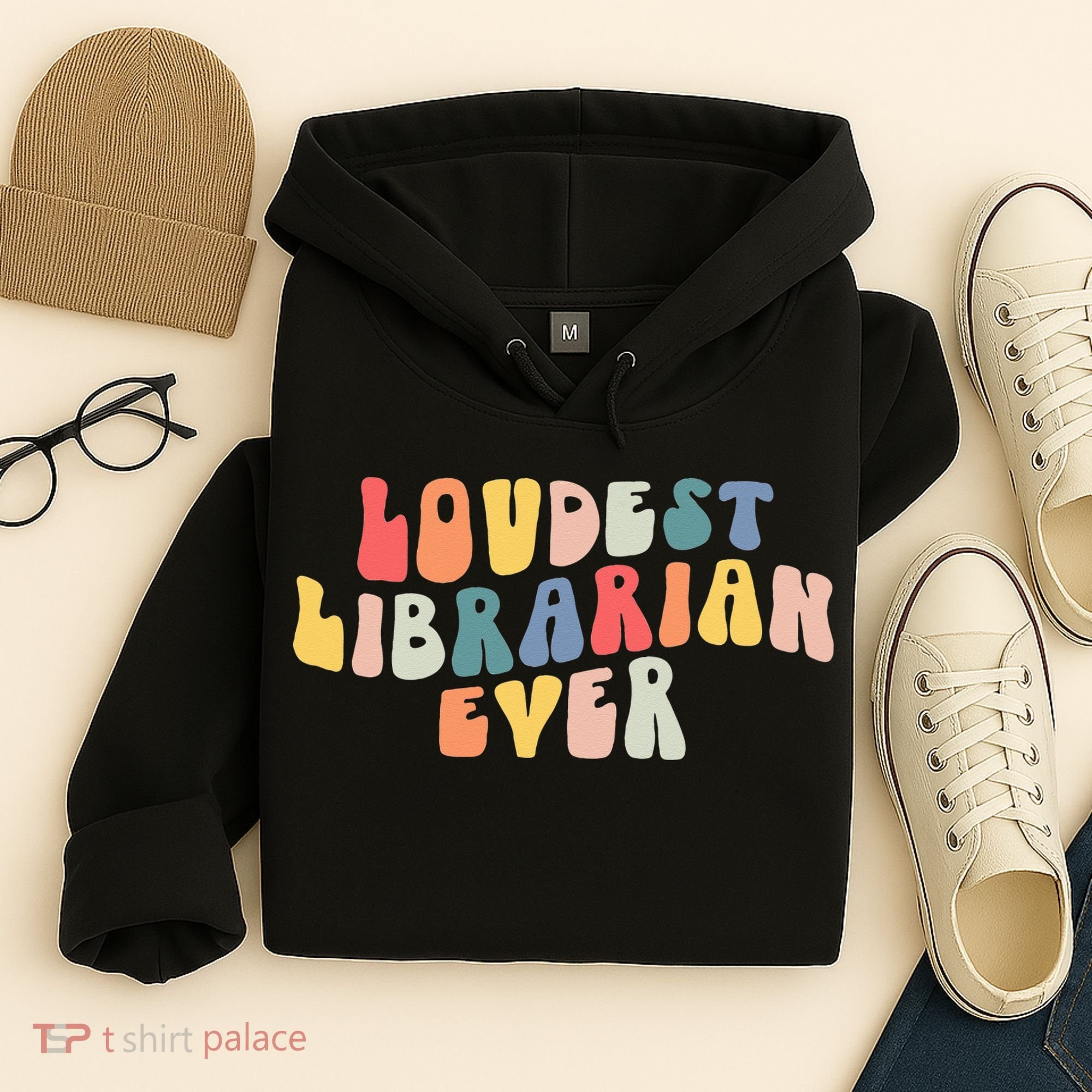 Retro Loudest Librarian Ever Funny School Librarian Gifts Hoodie