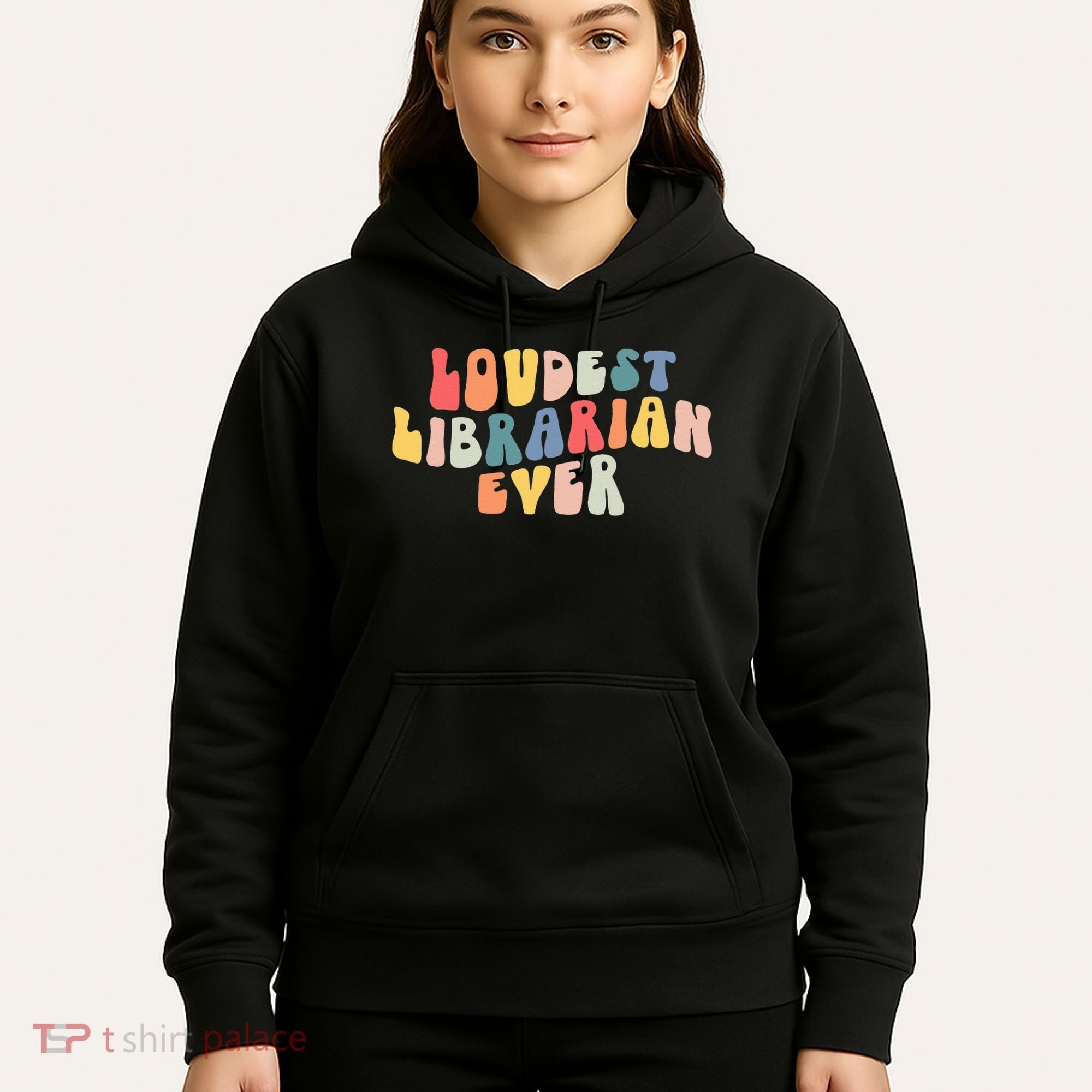 Retro Loudest Librarian Ever Funny School Librarian Gifts Hoodie