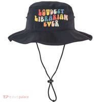 Retro Loudest Librarian Ever Funny School Librarian Gifts Bucket Hat thumb 0