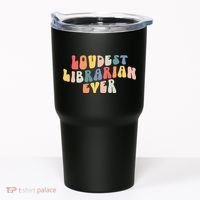 Retro Loudest Librarian Ever Funny School Librarian Gifts Tumbler thumb 0