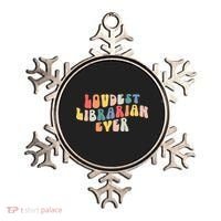 Retro Loudest Librarian Ever Funny School Librarian Gifts Ornament thumb 0