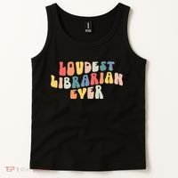 Retro Loudest Librarian Ever Funny School Librarian Gifts Tank Top thumb 2