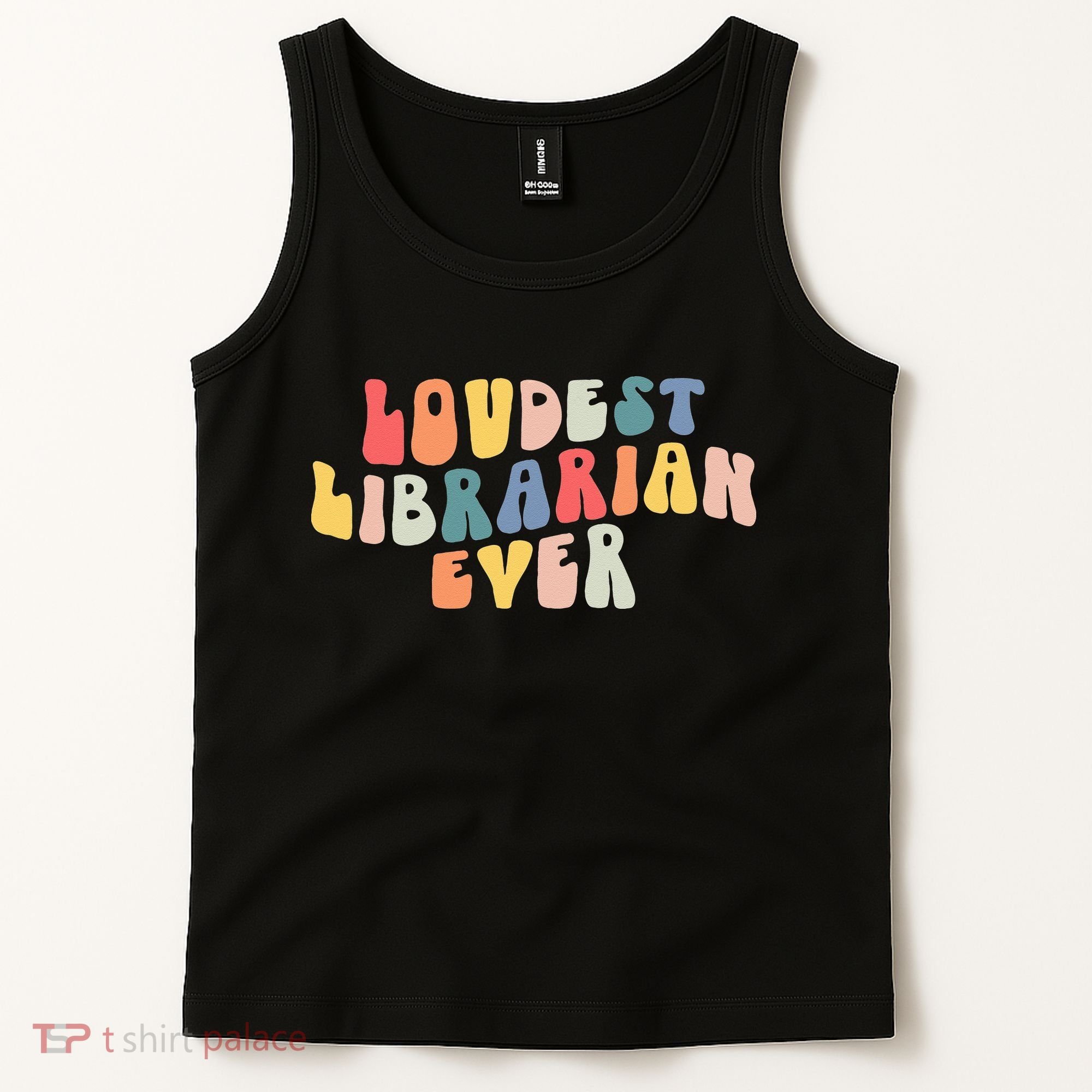 Retro Loudest Librarian Ever Funny School Librarian Gifts Tank Top