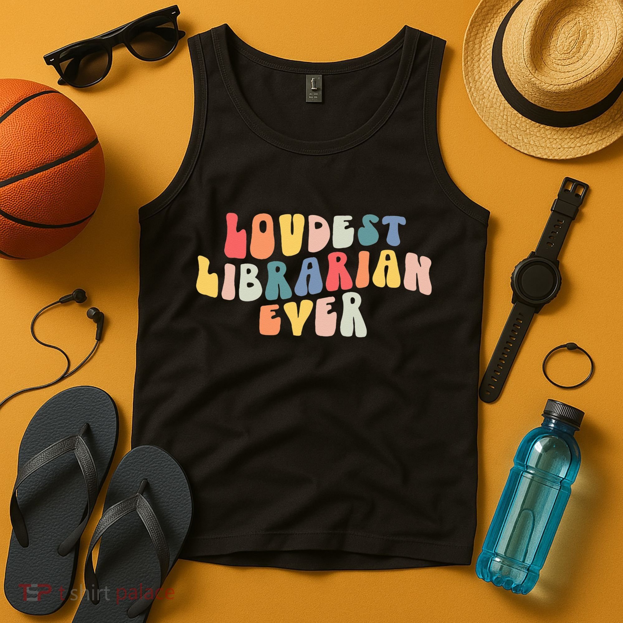 Retro Loudest Librarian Ever Funny School Librarian Gifts Tank Top