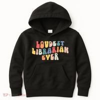 Retro Loudest Librarian Ever Funny School Librarian Gifts Kids Hoodie thumb 0