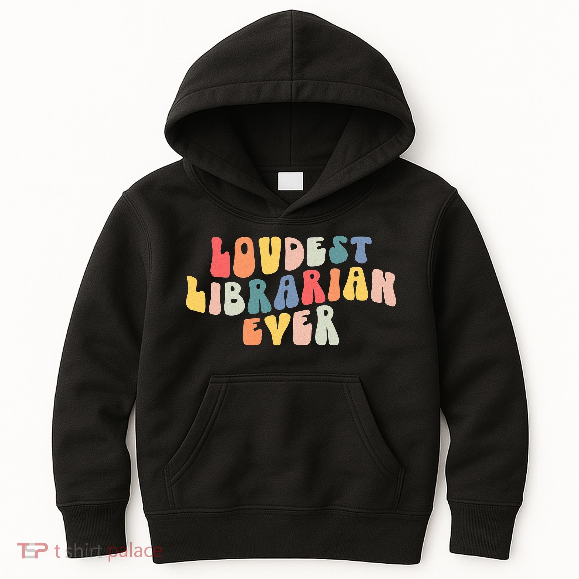 Retro Loudest Librarian Ever Funny School Librarian Gifts Kids Hoodie