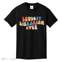 Retro Loudest Librarian Ever Funny School Librarian Gifts Kids T-Shirt thumb 0