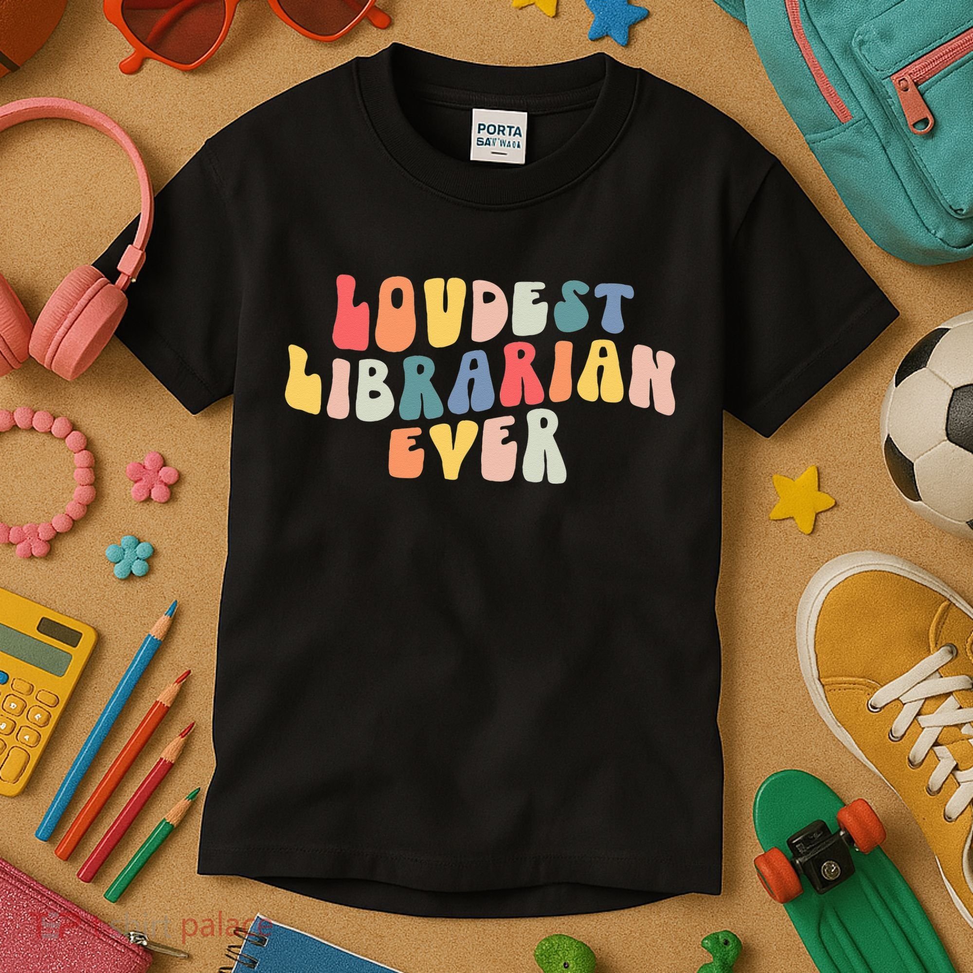 Retro Loudest Librarian Ever Funny School Librarian Gifts Kids T-Shirt