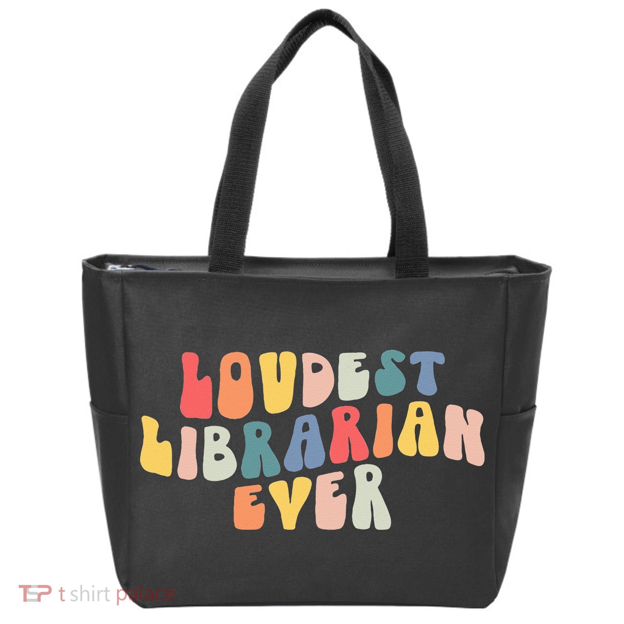 Retro Loudest Librarian Ever Funny School Librarian Gifts Tote Bag