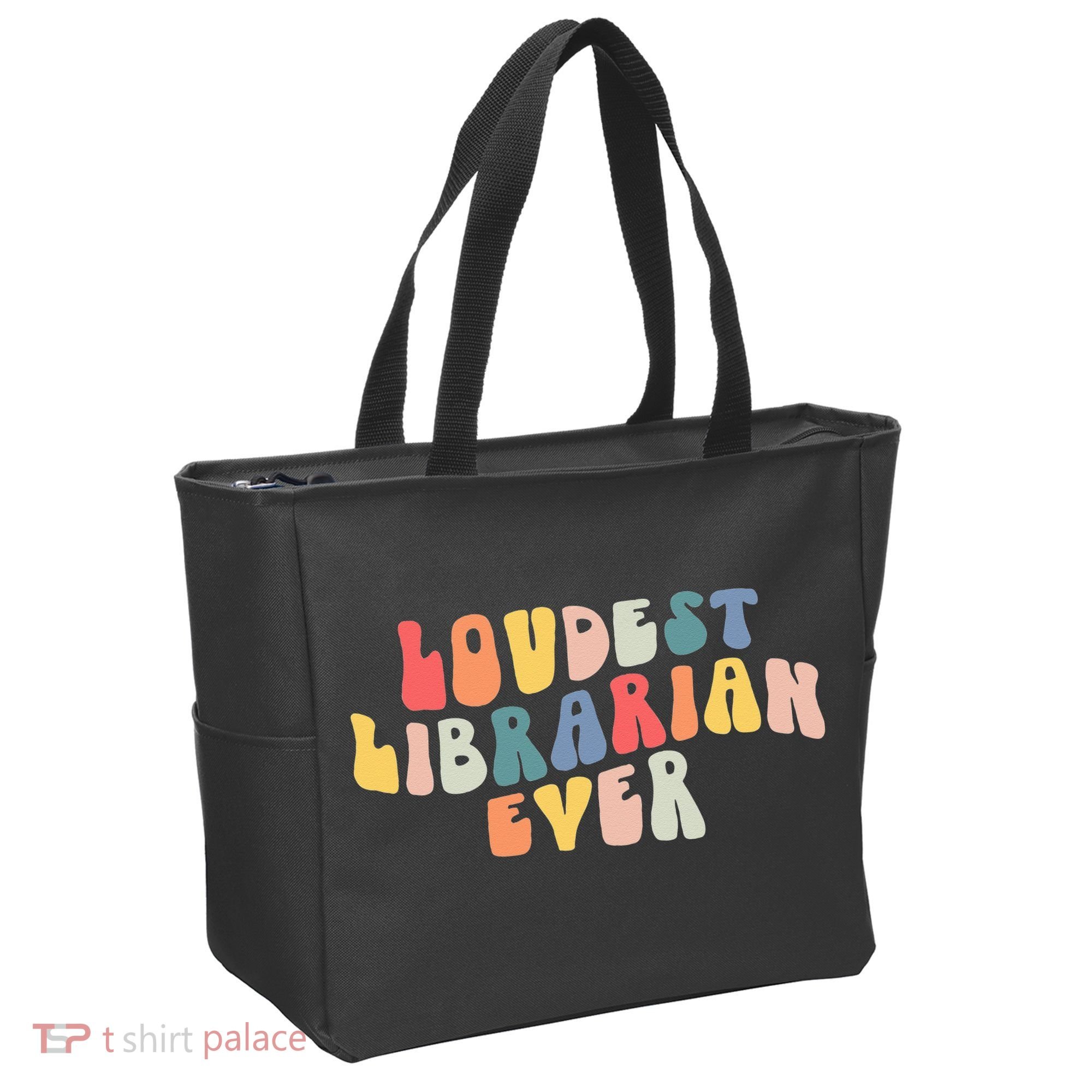 Retro Loudest Librarian Ever Funny School Librarian Gifts Tote Bag