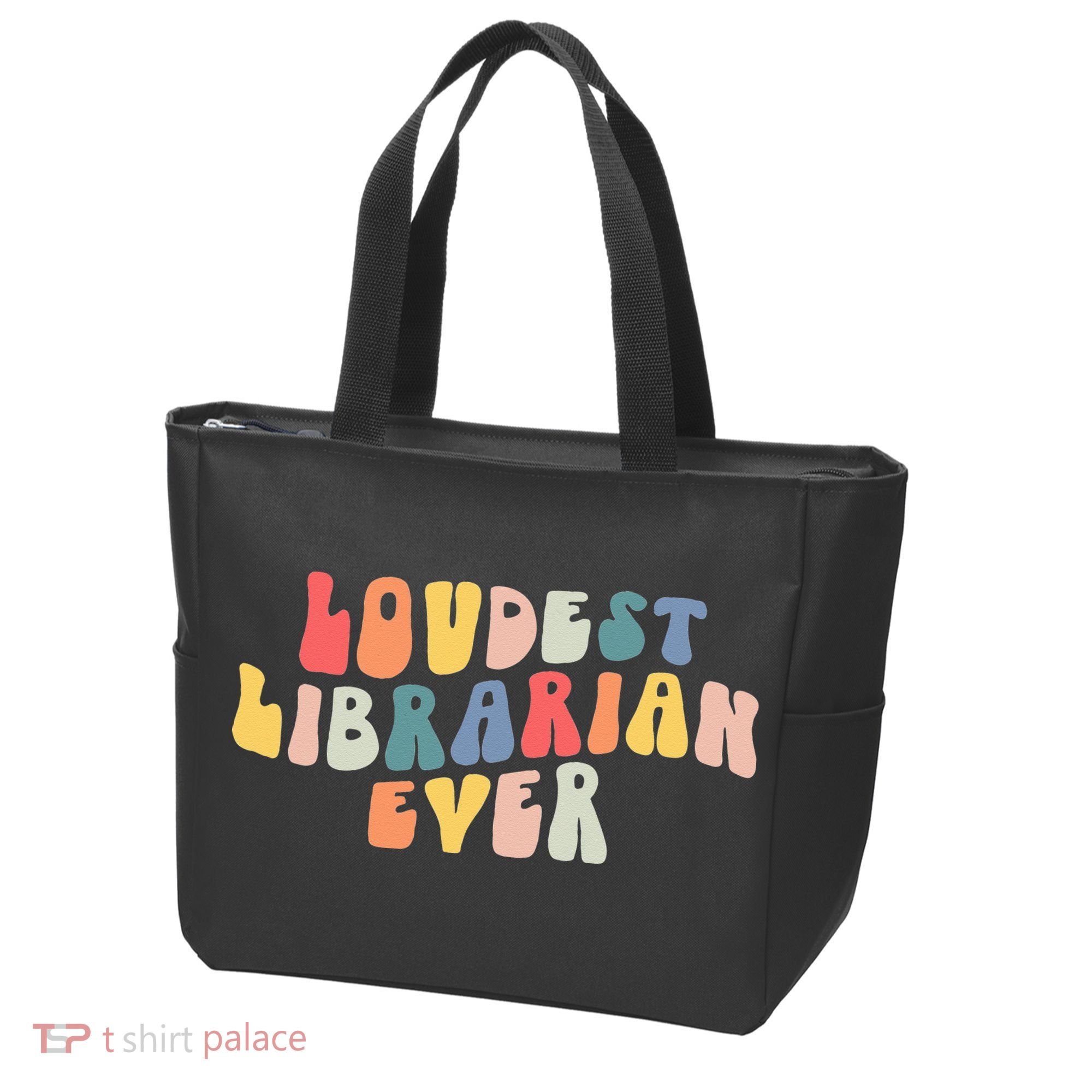 Retro Loudest Librarian Ever Funny School Librarian Gifts Tote Bag