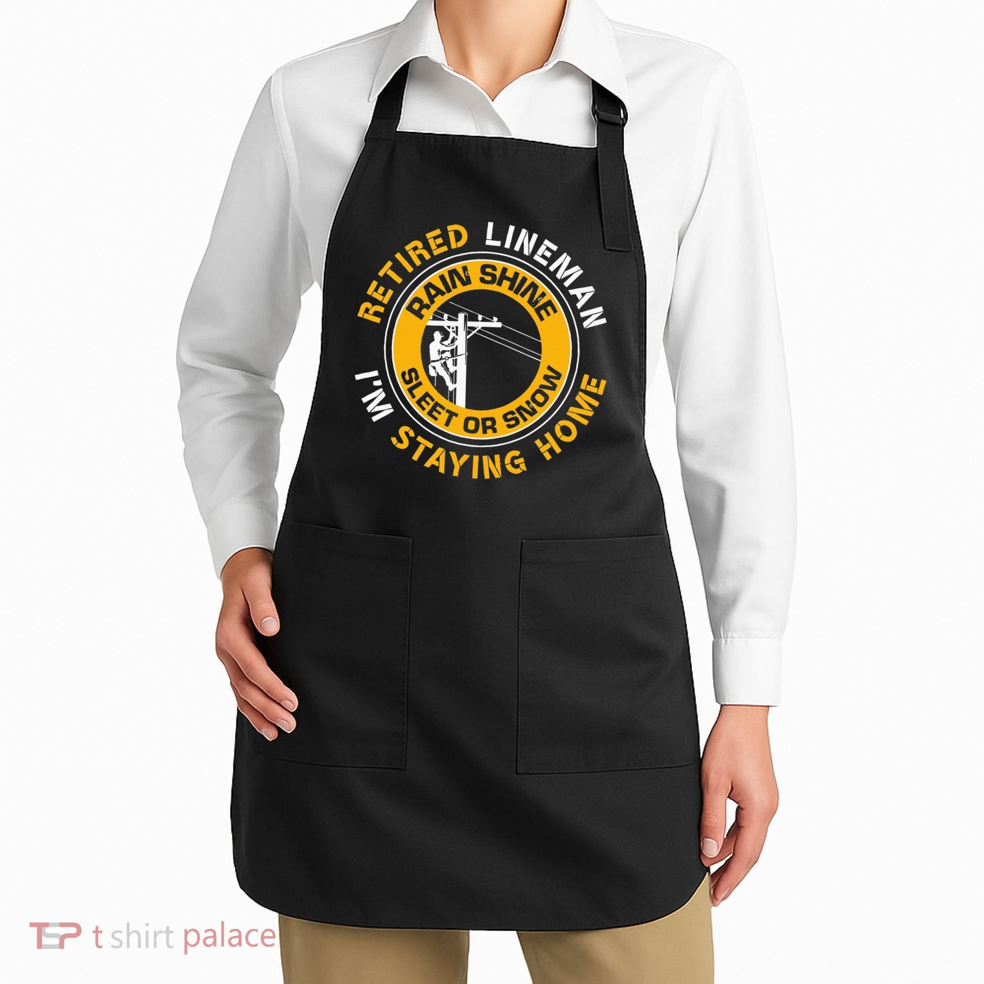 Retired Lineman Lineworker Power Lineman Retirement Apron