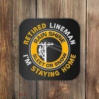 Retired Lineman Lineworker Power Lineman Retirement Coaster thumb 0