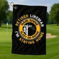 Retired Lineman Lineworker Power Lineman Retirement Golf Towel thumb 1