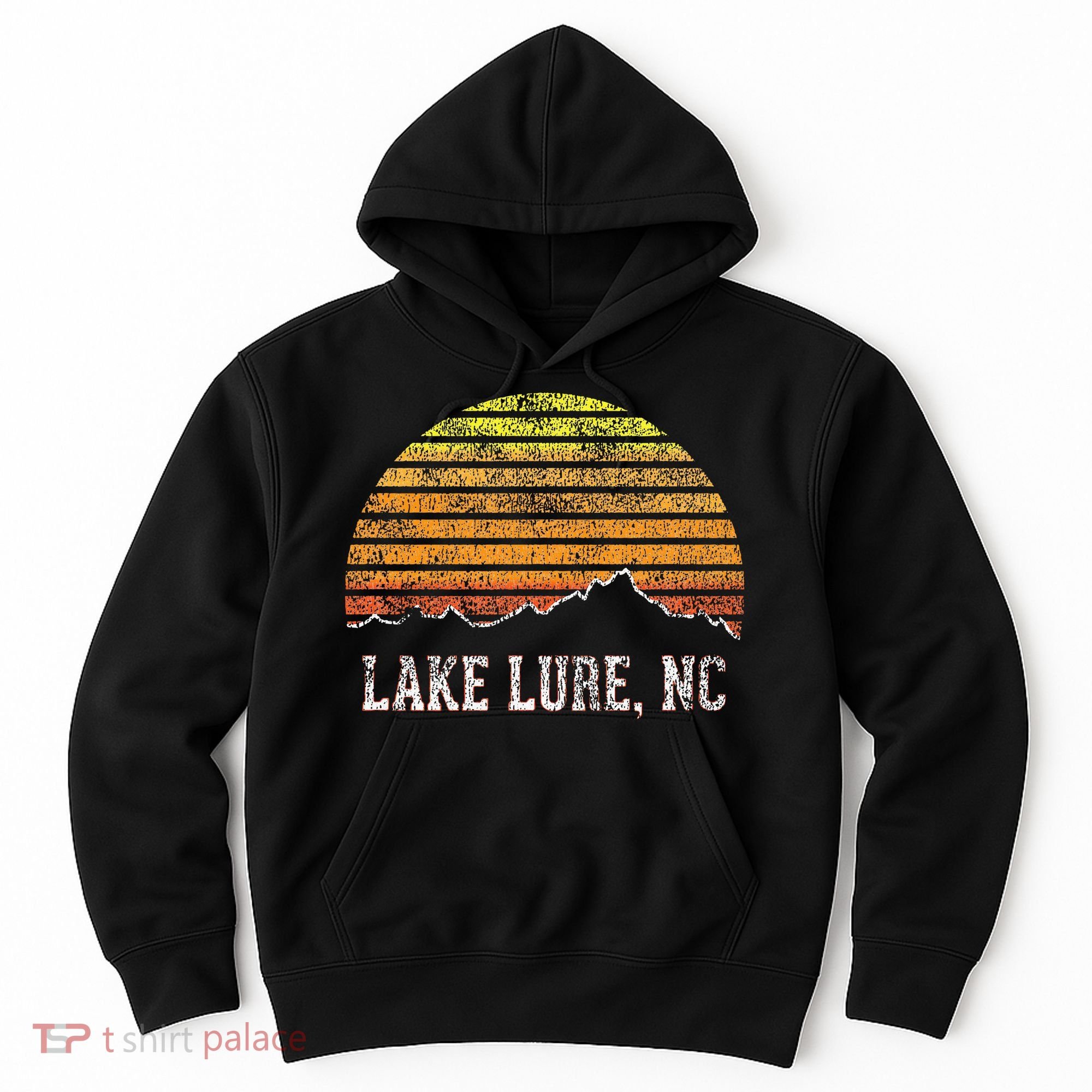 Retro Lake Lure North Carolina Mountain Sunset Hoodie