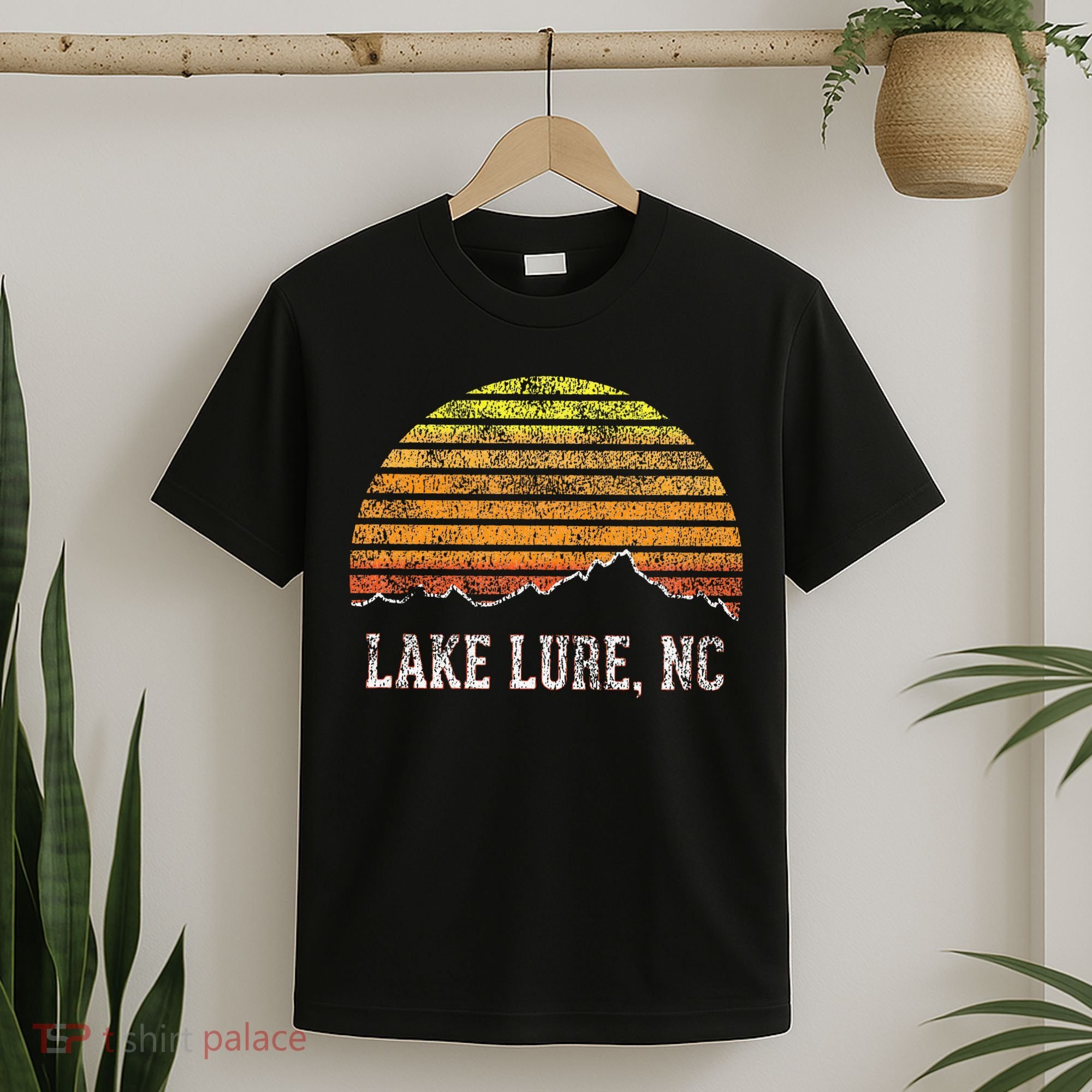 Retro Lake Lure North Carolina Mountain Sunset T-Shirt