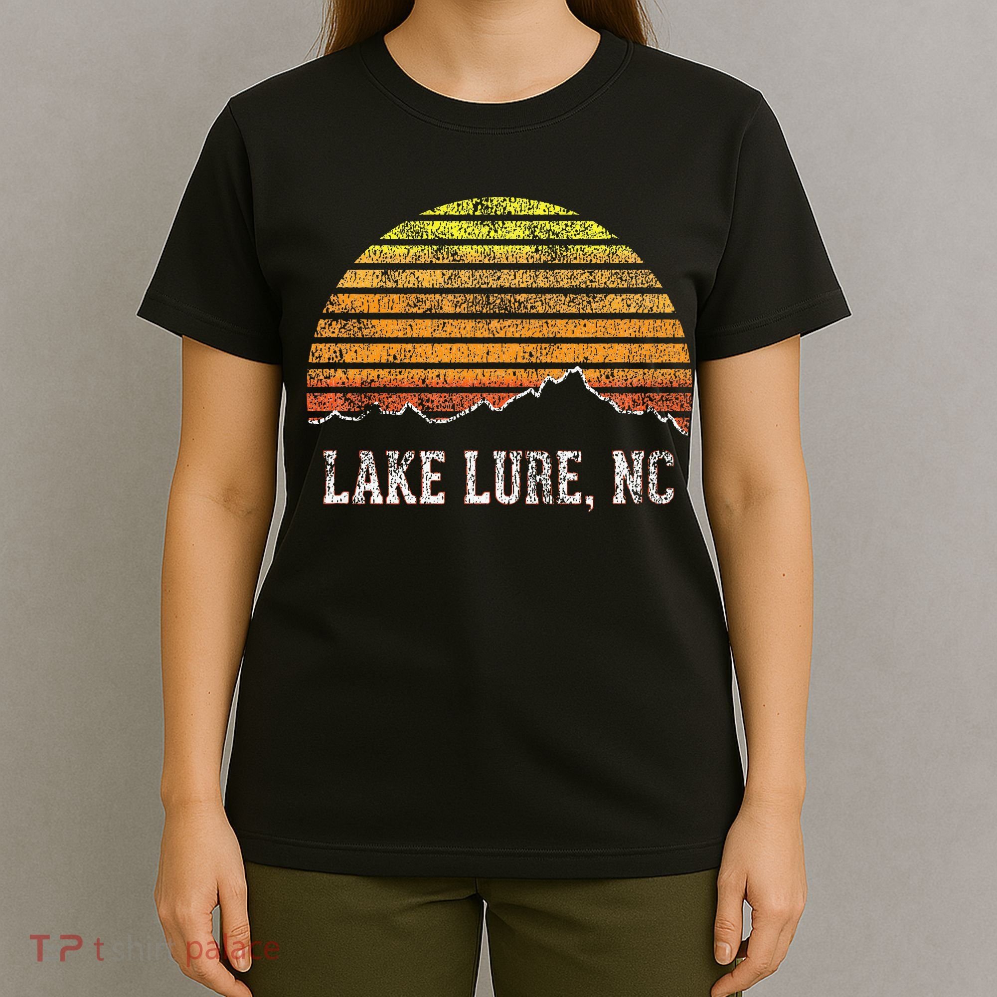 Retro Lake Lure North Carolina Mountain Sunset T-Shirt