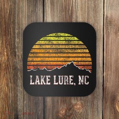 Retro Lake Lure North Carolina Mountain Sunset Coaster