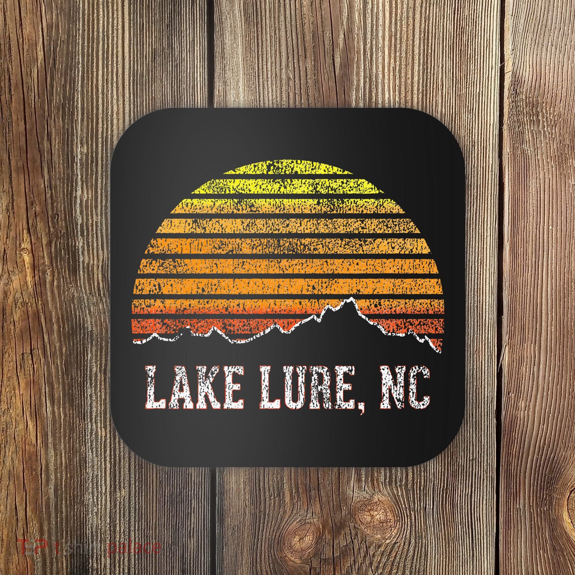 Retro Lake Lure North Carolina Mountain Sunset Coaster