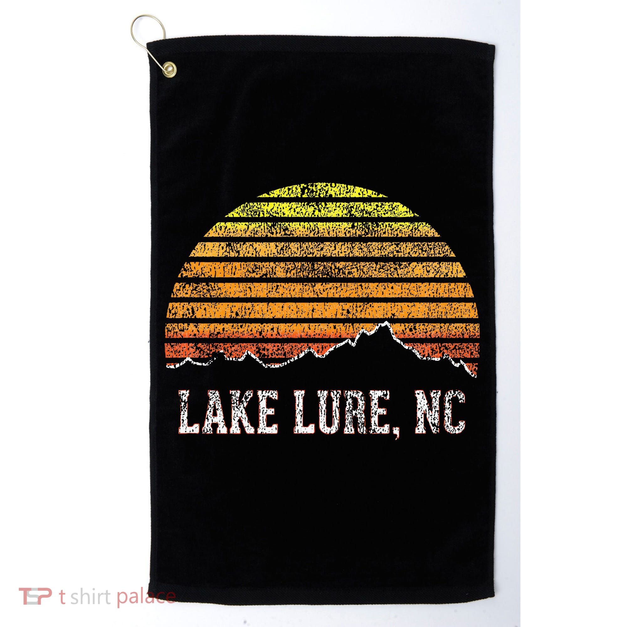 Retro Lake Lure North Carolina Mountain Sunset Golf Towel