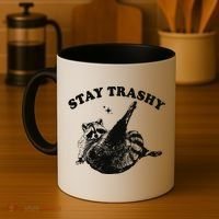 Raccoon Lover Meme Stay Trashy Coffee Mug thumb 4