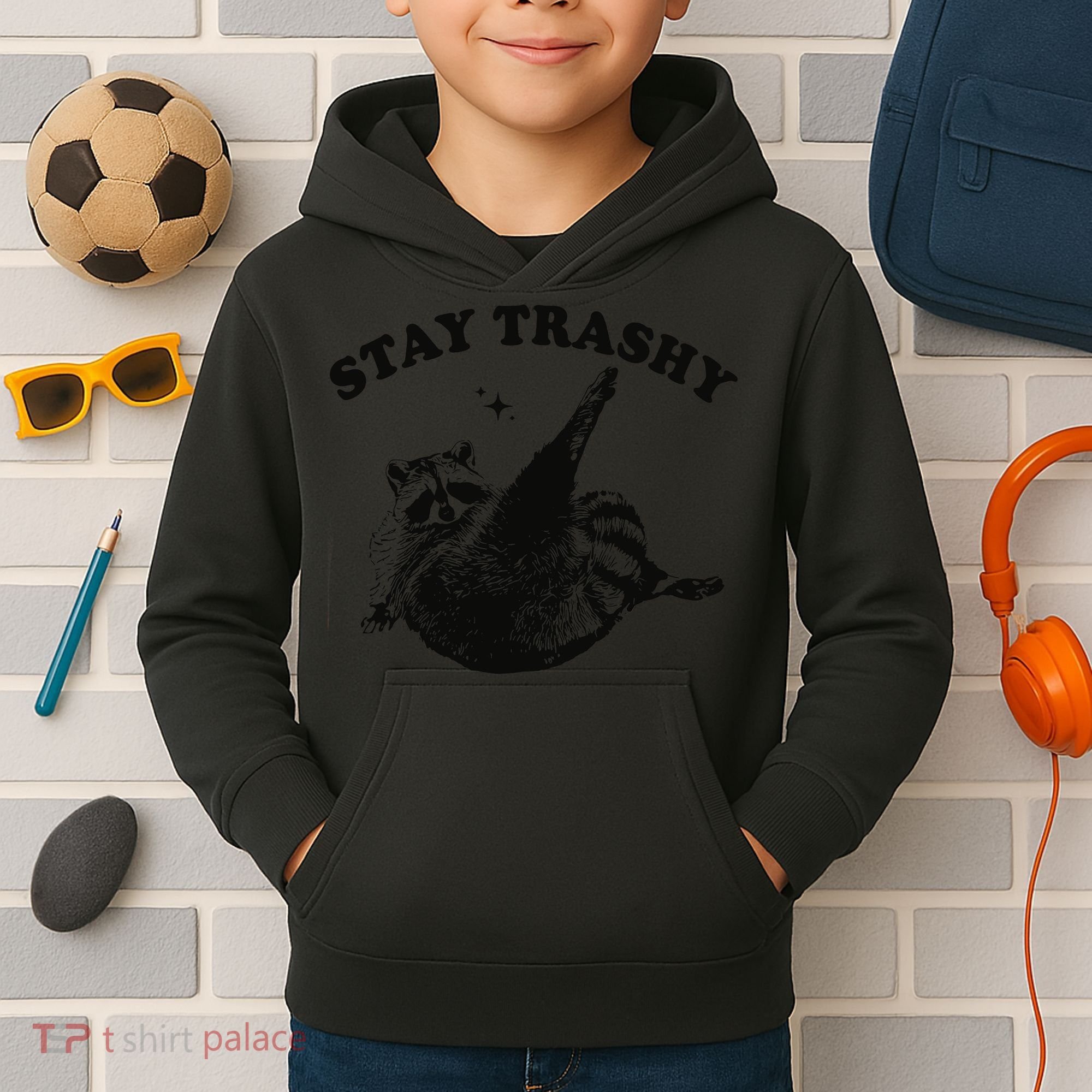 Raccoon Lover Meme Stay Trashy Kids Hoodie