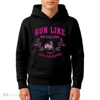 Run Like Mr.Collins Just Proposed Funny Books And Running Kids Hoodie thumb 4