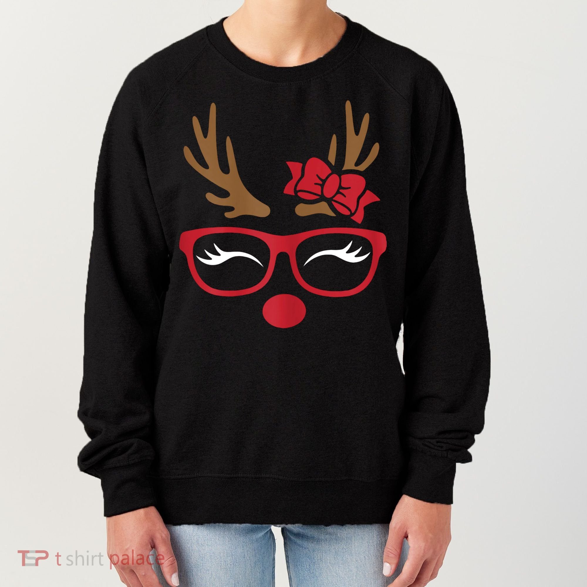 Reindeer Lady Messy Bun Women's Sweatshirt