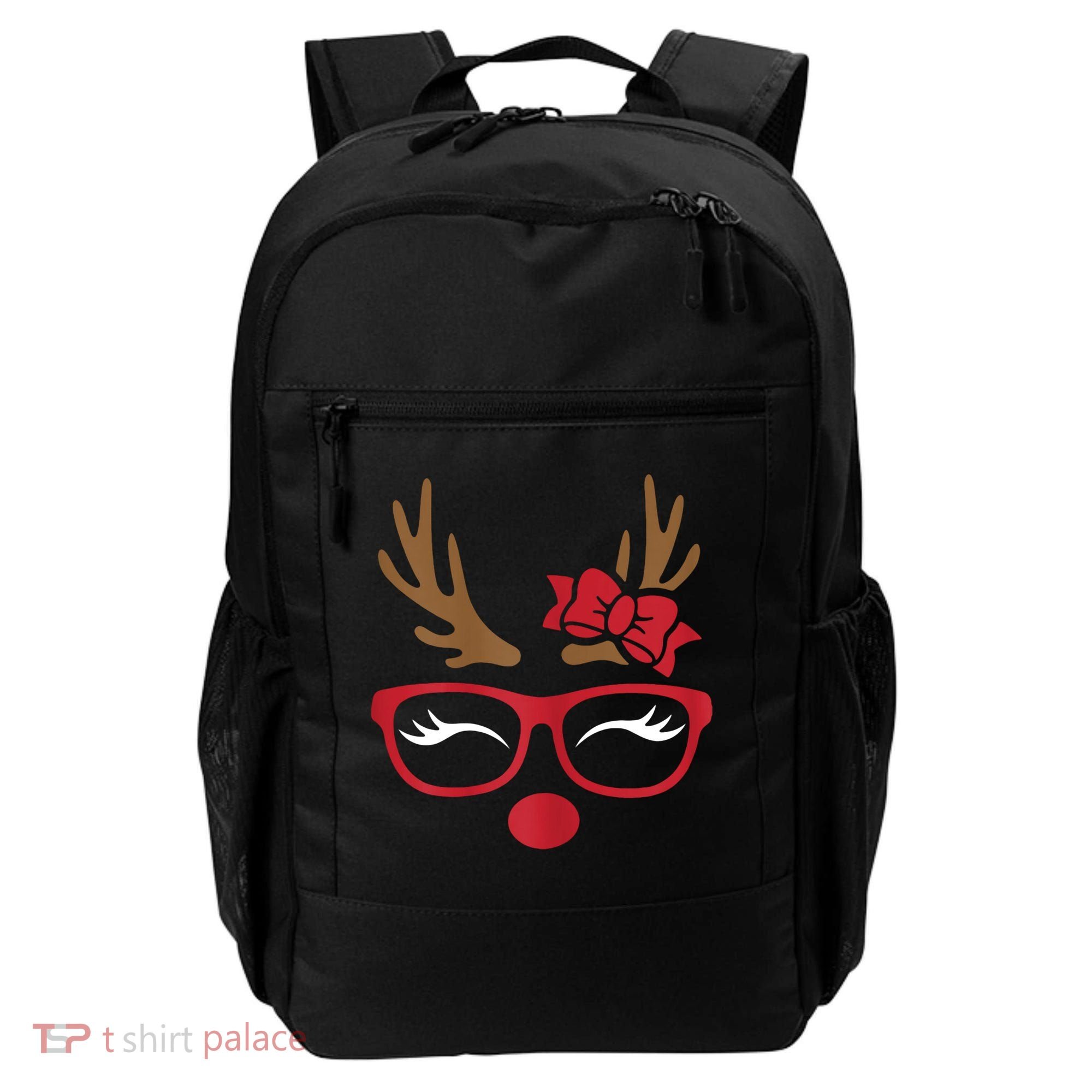 Reindeer Lady Messy Bun Backpack