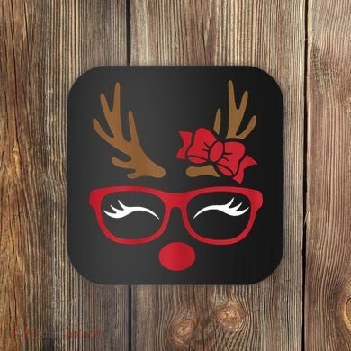 Reindeer Lady Messy Bun Coaster