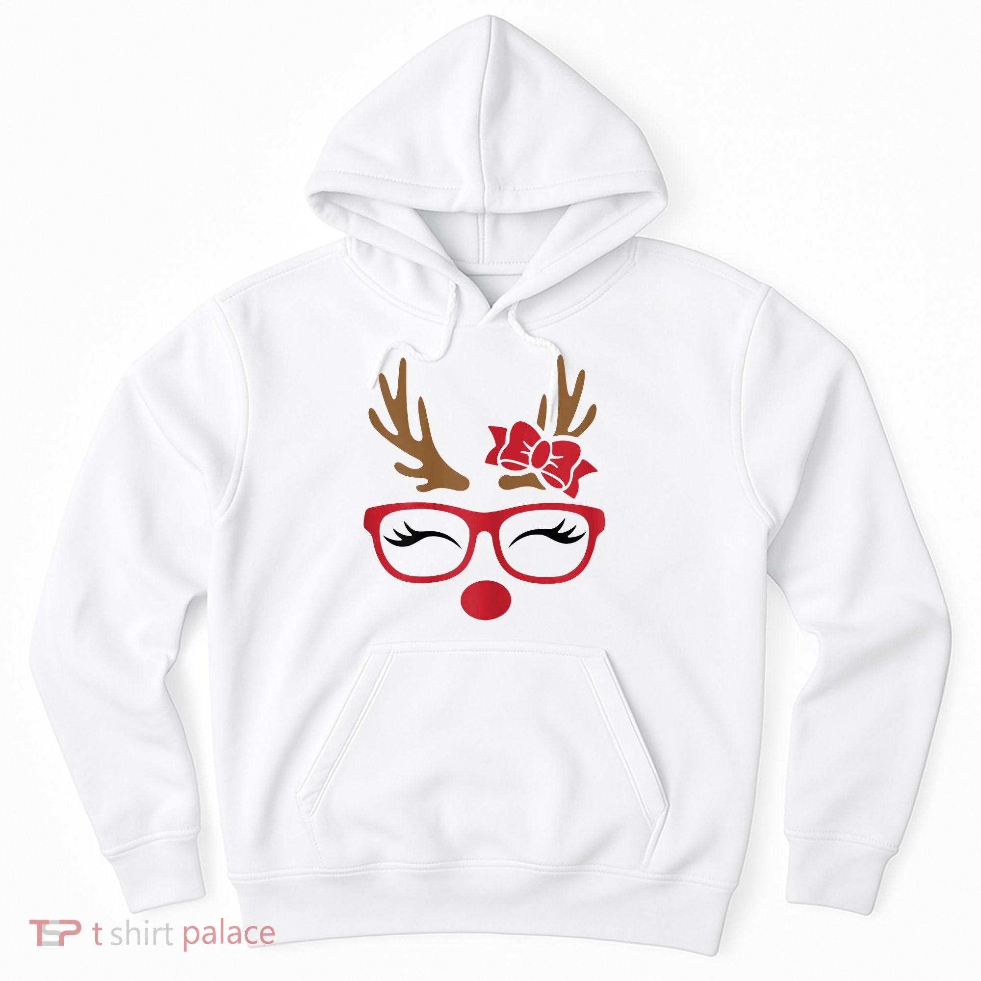 Reindeer Lady Messy Bun Hoodie