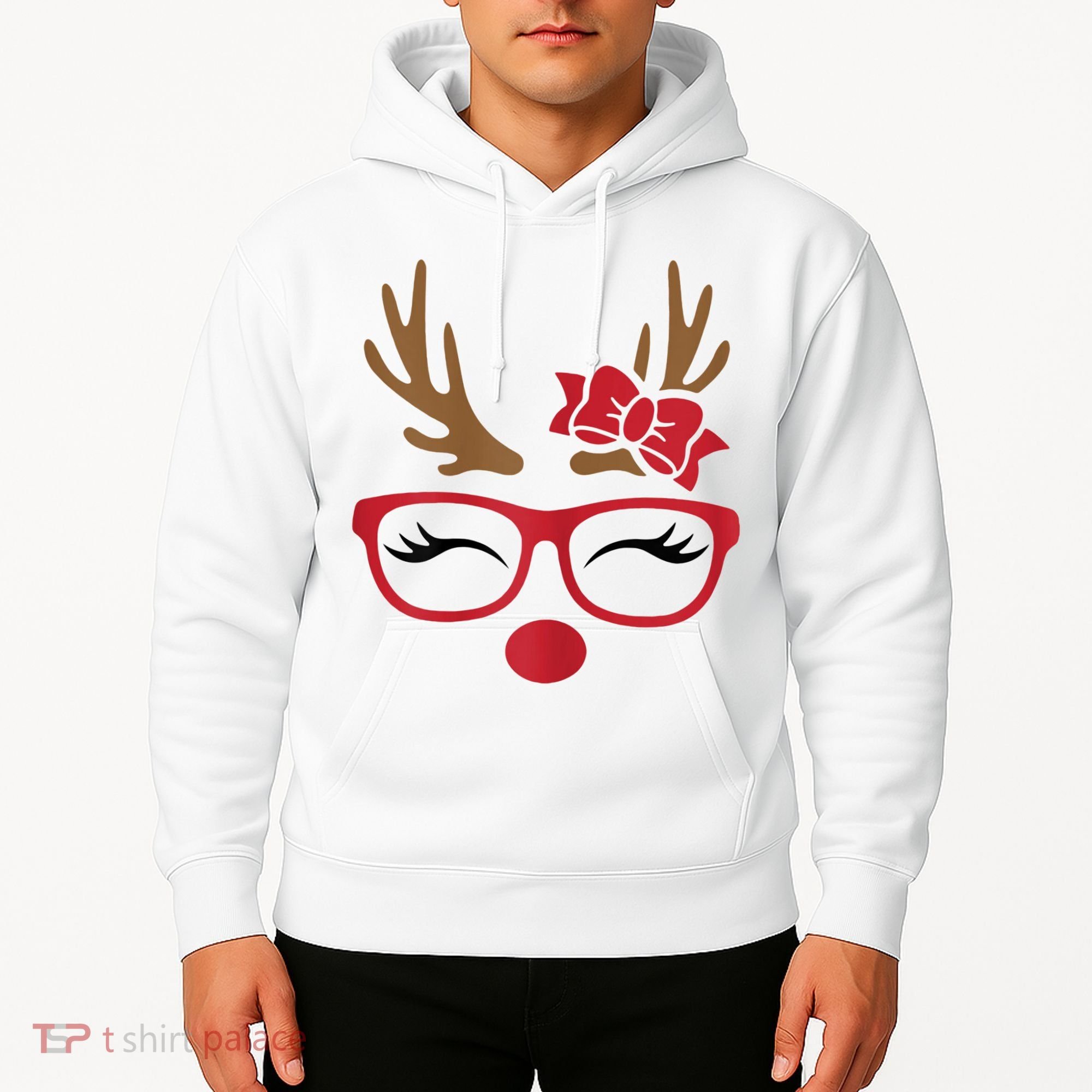 Reindeer Lady Messy Bun Hoodie
