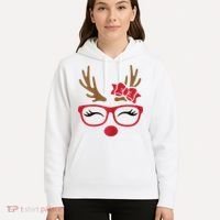 Reindeer Lady Messy Bun Hoodie thumb 5