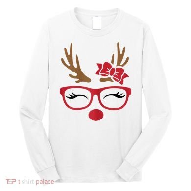 Reindeer Lady Messy Bun Long Sleeve Shirt