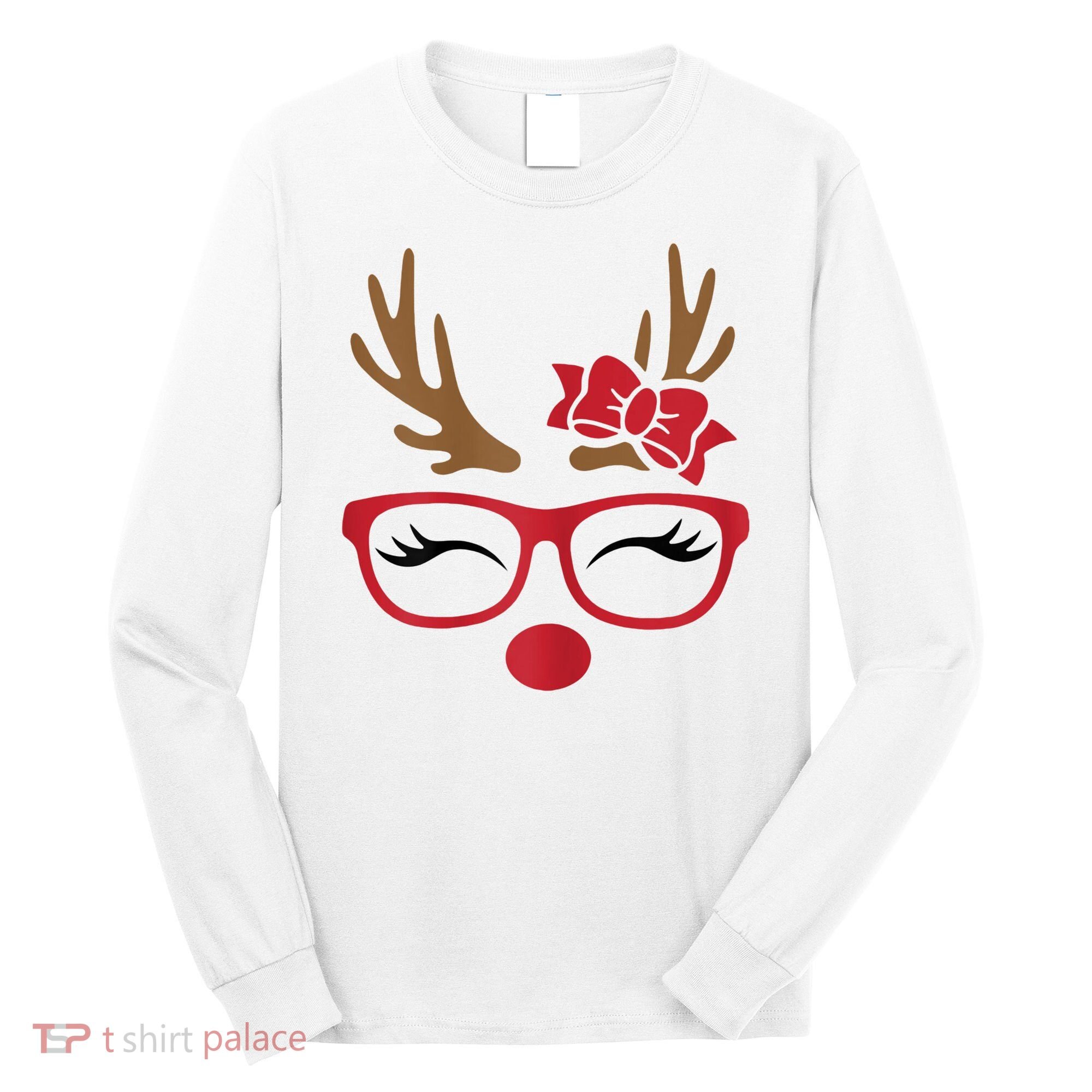 Reindeer Lady Messy Bun Long Sleeve Shirt
