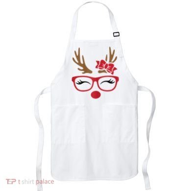 Reindeer Lady Messy Bun Apron