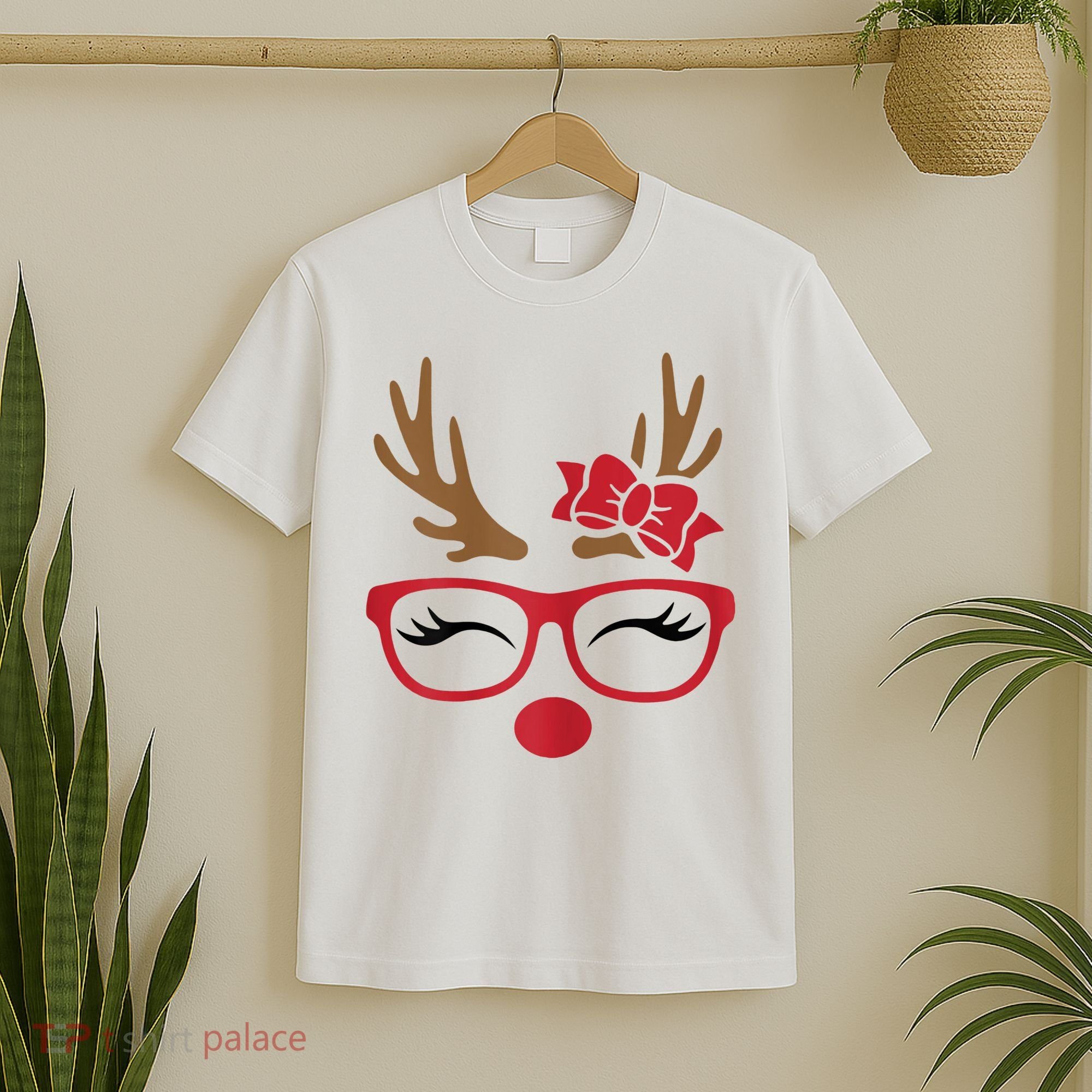 Reindeer Lady Messy Bun T-Shirt