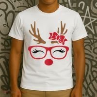 Reindeer Lady Messy Bun T-Shirt thumb 3