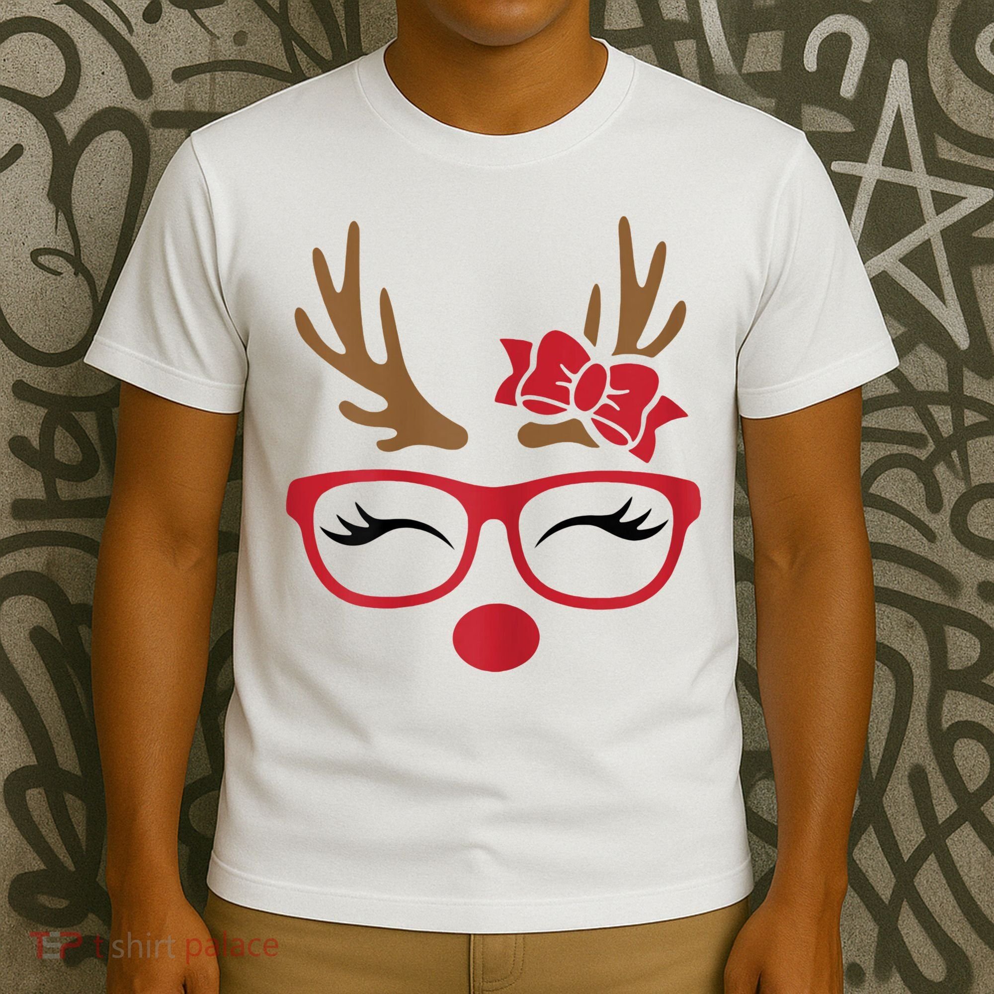 Reindeer Lady Messy Bun T-Shirt